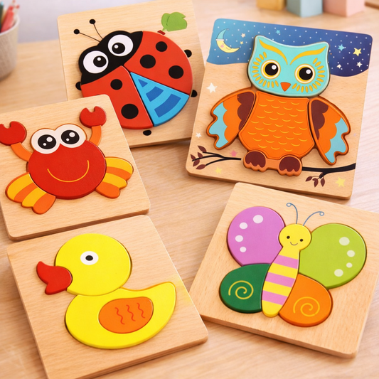 Houten 3D Puzzelset – 5 stuks