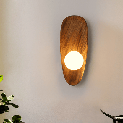 Natural Wooden Wall Lamp Modern Minimalist Wall Light | LED Indoor Lighting | Rustic Scandinavian Design | On/Off Switch