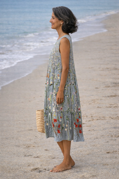 Cassandra | Vestido midi con flores silvestres