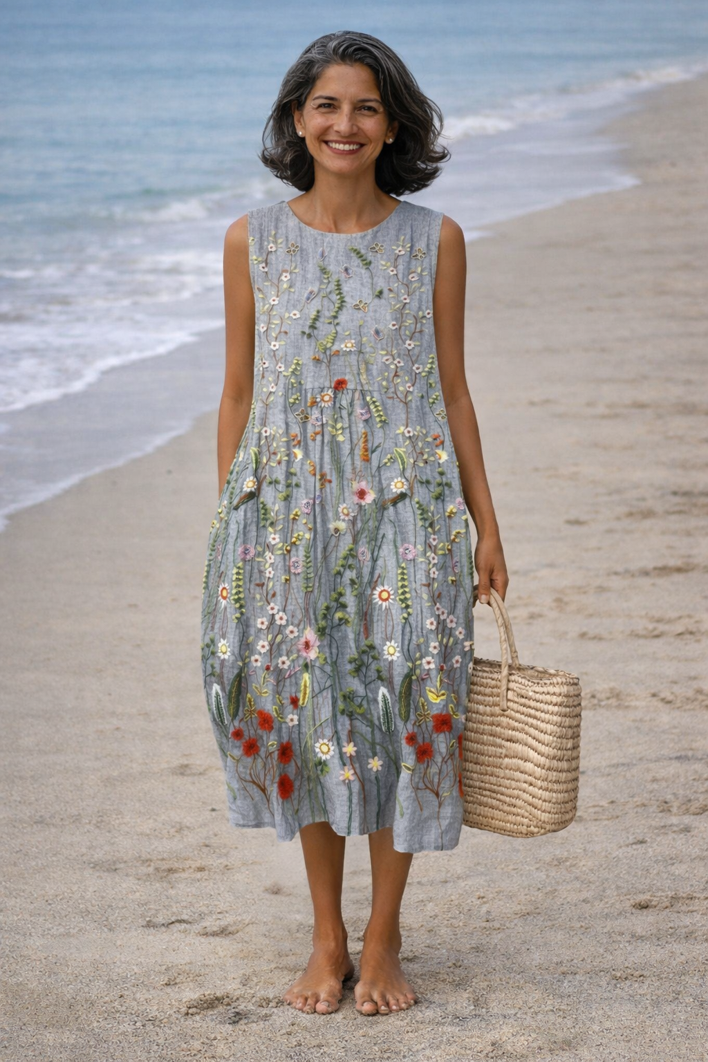 Cassandra | Vestido midi con flores silvestres