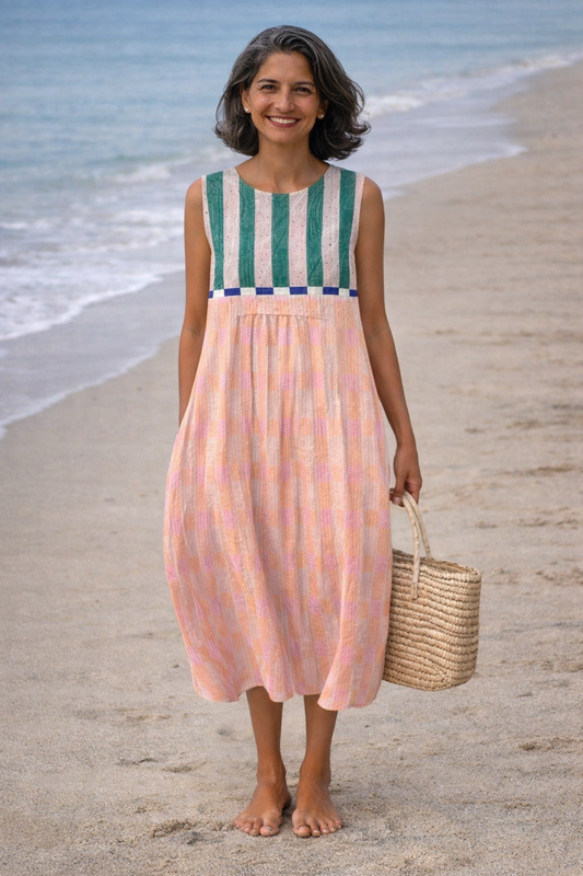 Lilia | Vestido midi de rayas pastel