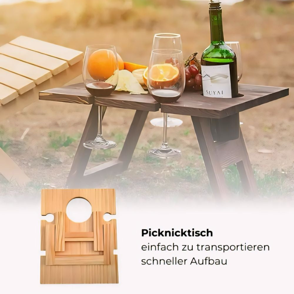 klappbarer und tragbarer Picknicktisch mit Getränkehalter