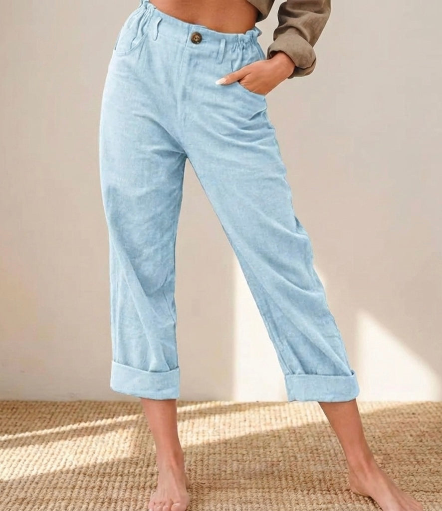 Amalia - Damen Baumwolle Cropped Hose