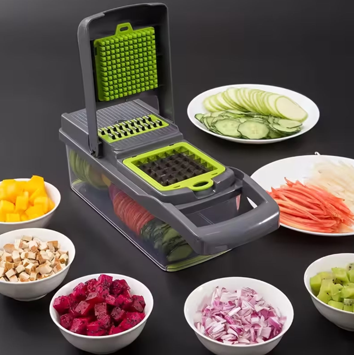 4-in-1 Groentesnijder & Dicer – Snel, Veilig en Zonder Gedoe Snijden