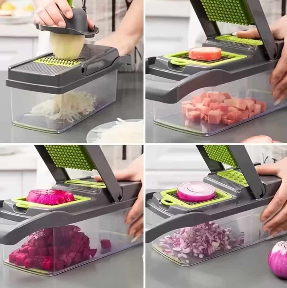4-in-1 Groentesnijder & Dicer – Snel, Veilig en Zonder Gedoe Snijden