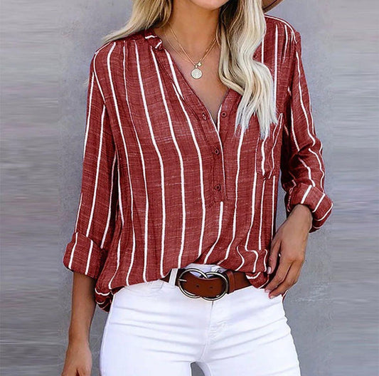 Women Summer Striped Casual Blouse
