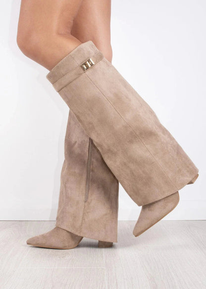 Women's Suede Wedge Knee High Boots