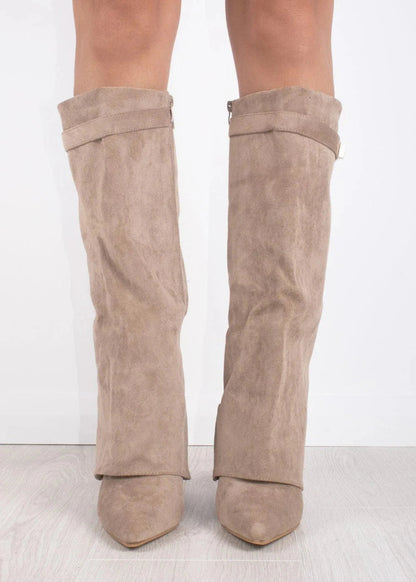 Women's Suede Wedge Knee High Boots