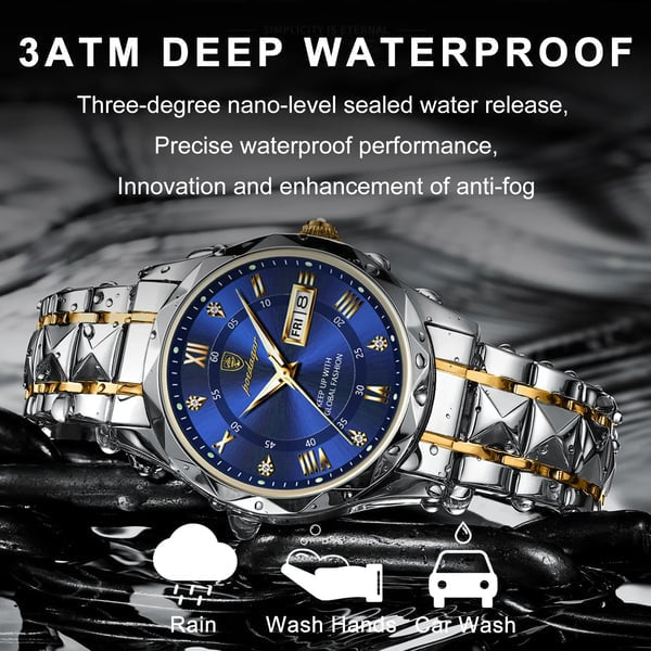 Aqualuxe Men's Elegant Waterproof Watch with Night Vision Dial