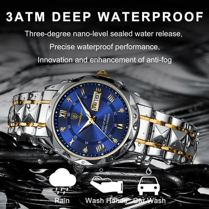 Aqualuxe Men's Elegant Waterproof Watch with Night Vision Dial