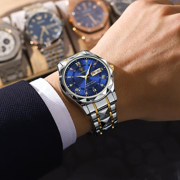 Aqualuxe Men's Elegant Waterproof Watch with Night Vision Dial