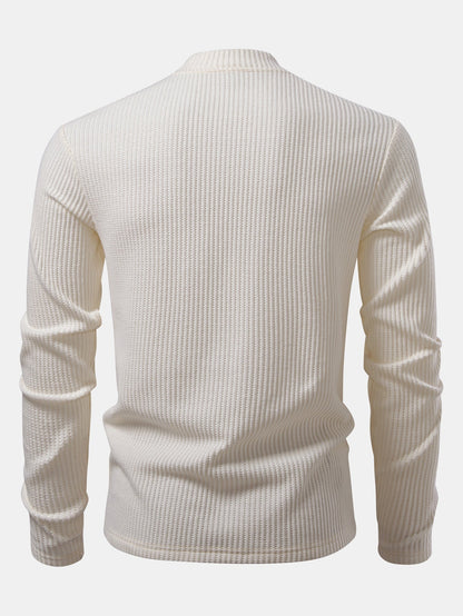Long Sleeve Waffle Mock Neck T-Shirt