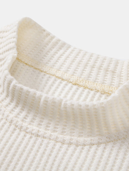 Long Sleeve Waffle Mock Neck T-Shirt