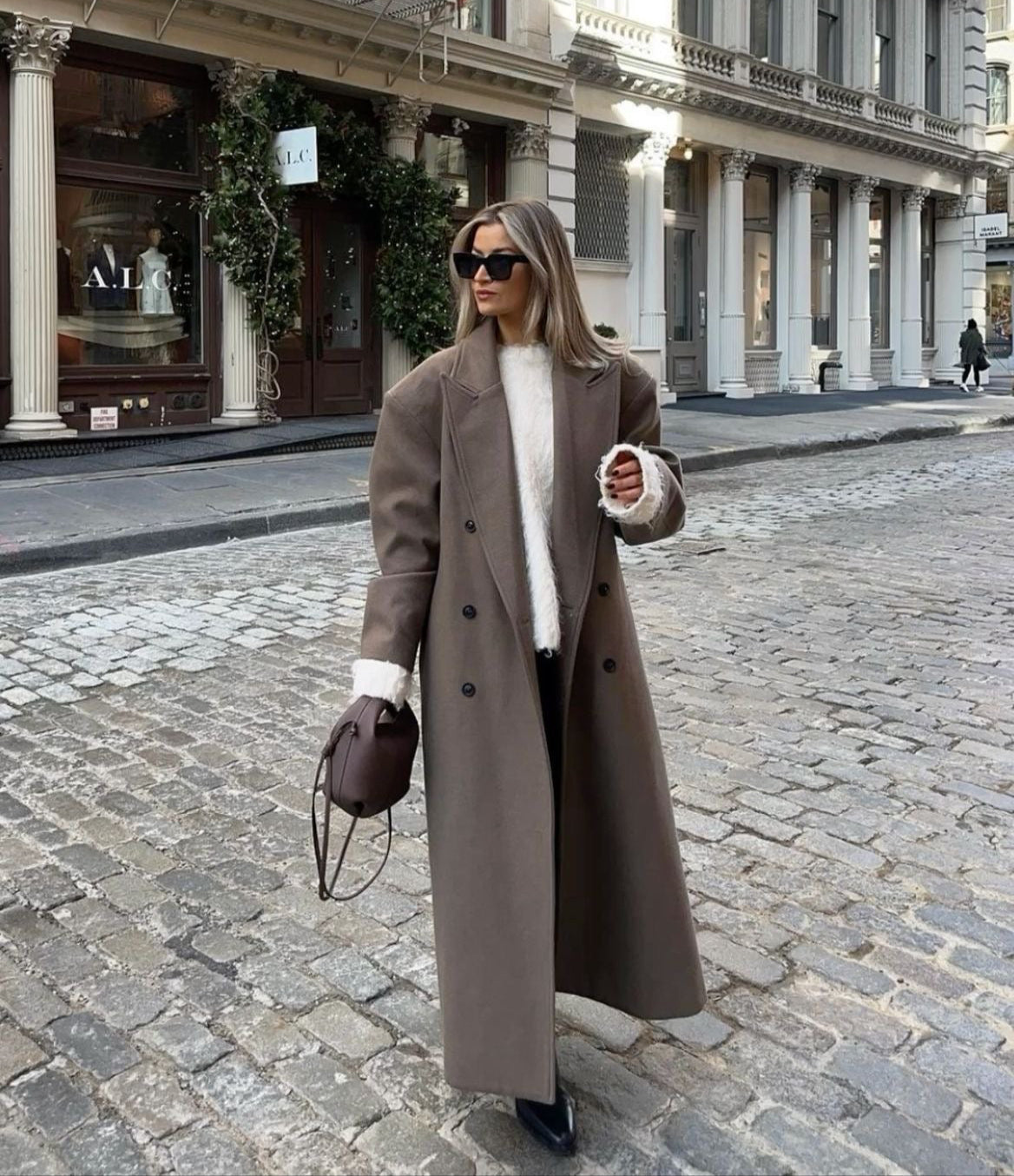 Claudia Manteau Oversize Femme – Veste Élégante à Double Boutonnage & Épaules Structurées