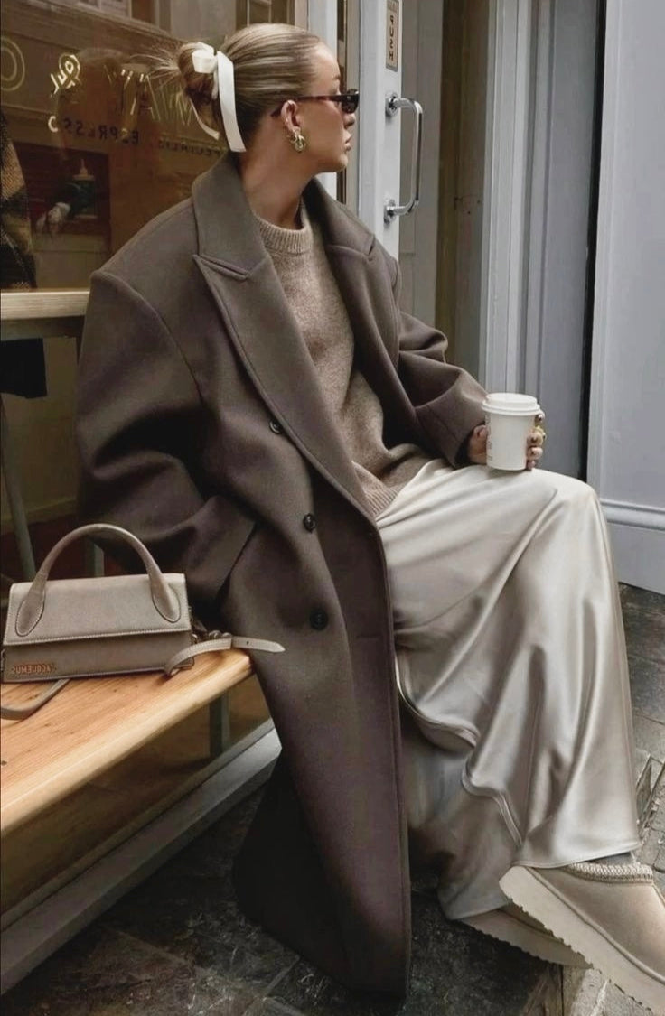 Claudia Manteau Oversize Femme – Veste Élégante à Double Boutonnage & Épaules Structurées