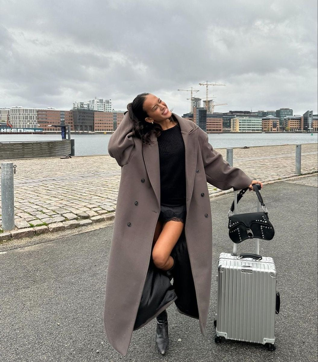 Claudia Manteau Oversize Femme – Veste Élégante à Double Boutonnage & Épaules Structurées