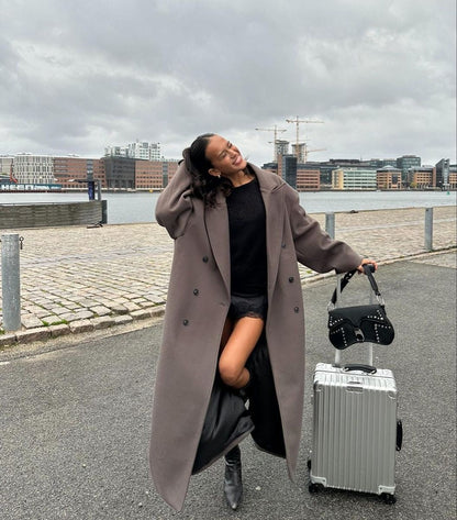 Claudia Manteau Oversize Femme – Veste Élégante à Double Boutonnage & Épaules Structurées