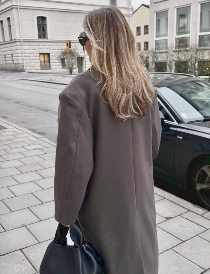 Claudia Manteau Oversize Femme – Veste Élégante à Double Boutonnage & Épaules Structurées