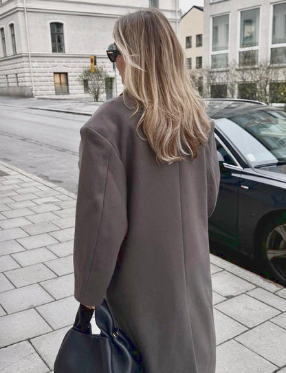 Claudia Manteau Oversize Femme – Veste Élégante à Double Boutonnage & Épaules Structurées