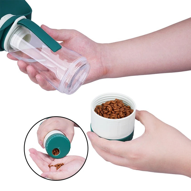 TravelPaws™ – 2-in-1 Trink- & Futterflasche für Hunde