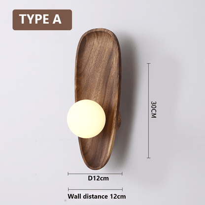 Natural Wooden Wall Lamp Modern Minimalist Wall Light | LED Indoor Lighting | Rustic Scandinavian Design | On/Off Switch