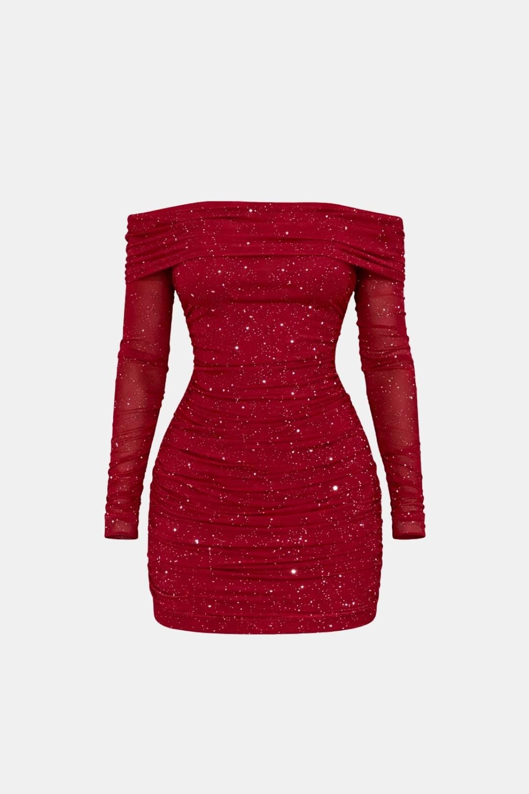 Ilene – Sparkle Mesh Off Shoulder Mini Dress