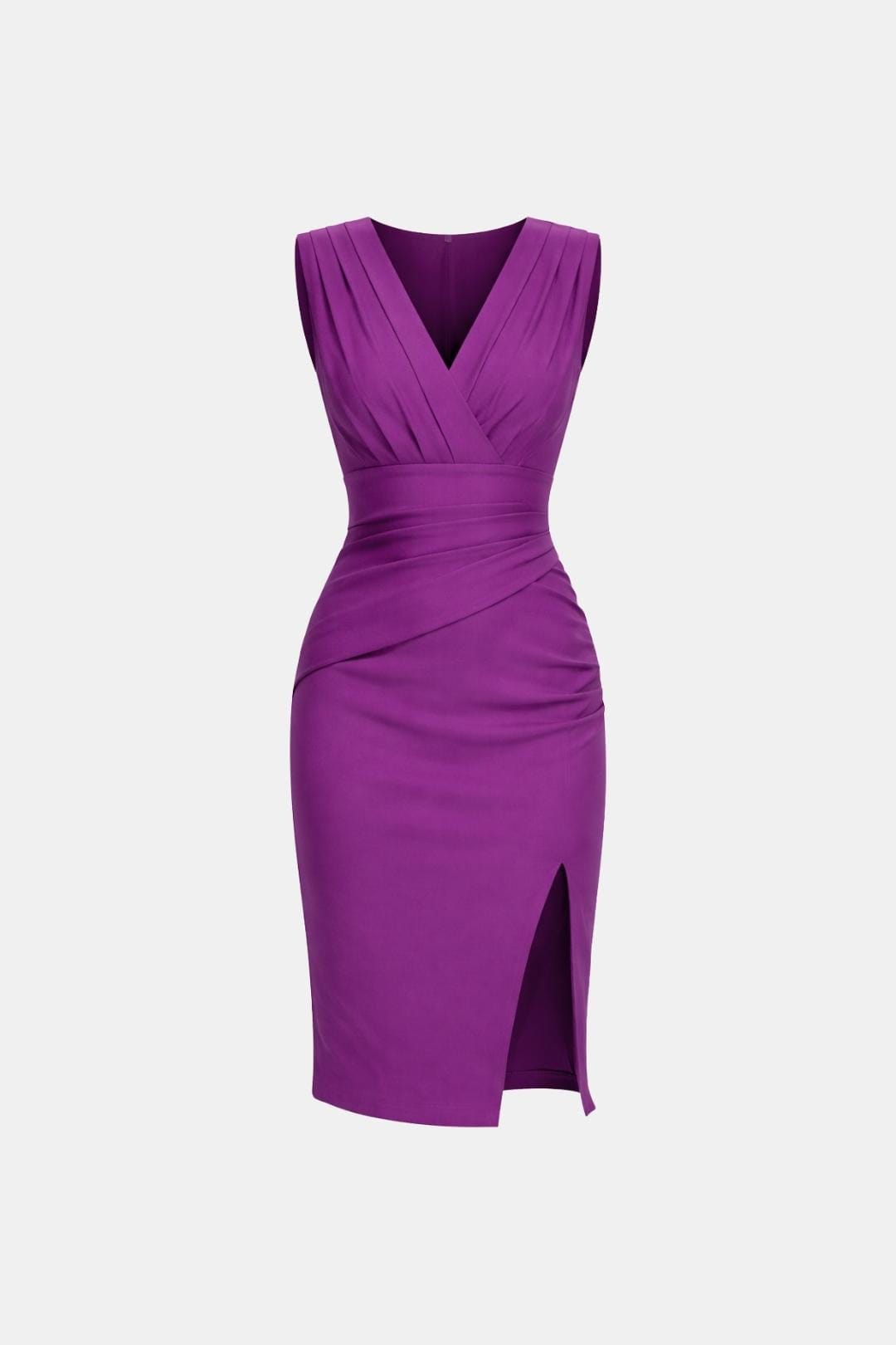 Iona - Cross V-Neck Pleated Midi Dress