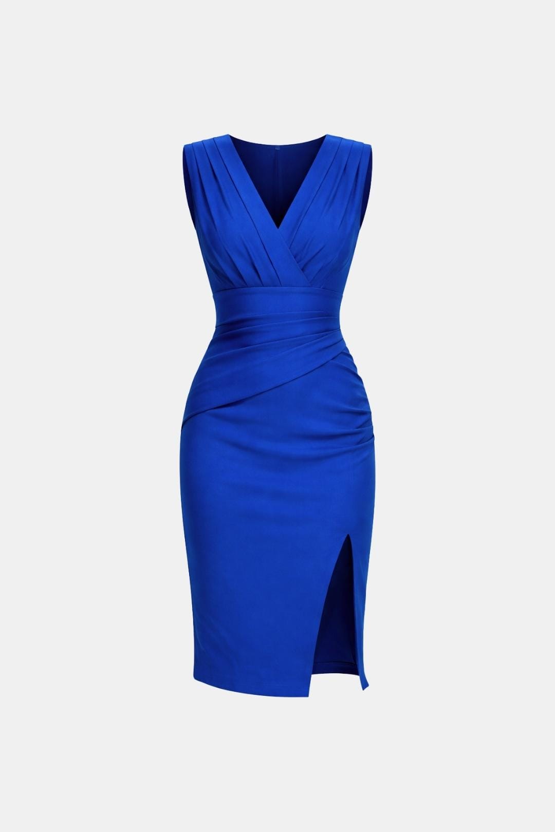 Iona - Cross V-Neck Pleated Midi Dress