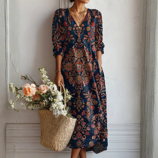 Elegante abito in lino per donna – Comodo abito in stile vintage