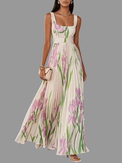 Robe Maxi Femme en Mousseline Sans Manches – Style Élégant Léger