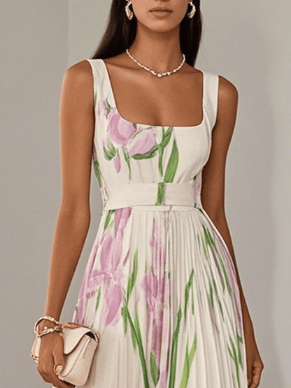 Robe Maxi Femme en Mousseline Sans Manches – Style Élégant Léger