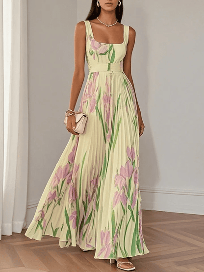 Robe Maxi Femme en Mousseline Sans Manches – Style Élégant Léger