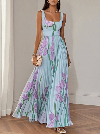 Robe Maxi Femme en Mousseline Sans Manches – Style Élégant Léger