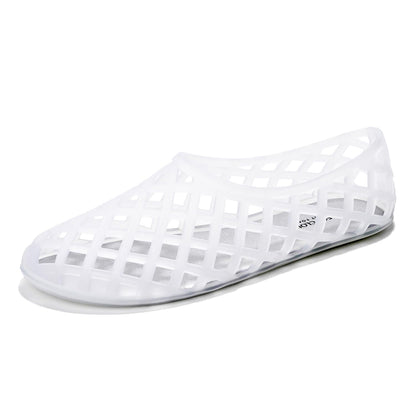 Project Cloud White Jellz ballet flats, waterproof openwork design for women, perfect for summer and beach.
