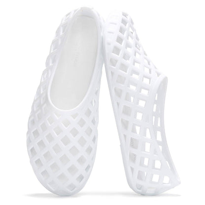 Project Cloud Jellz white ballet flats, waterproof openwork design for women, perfect for summer