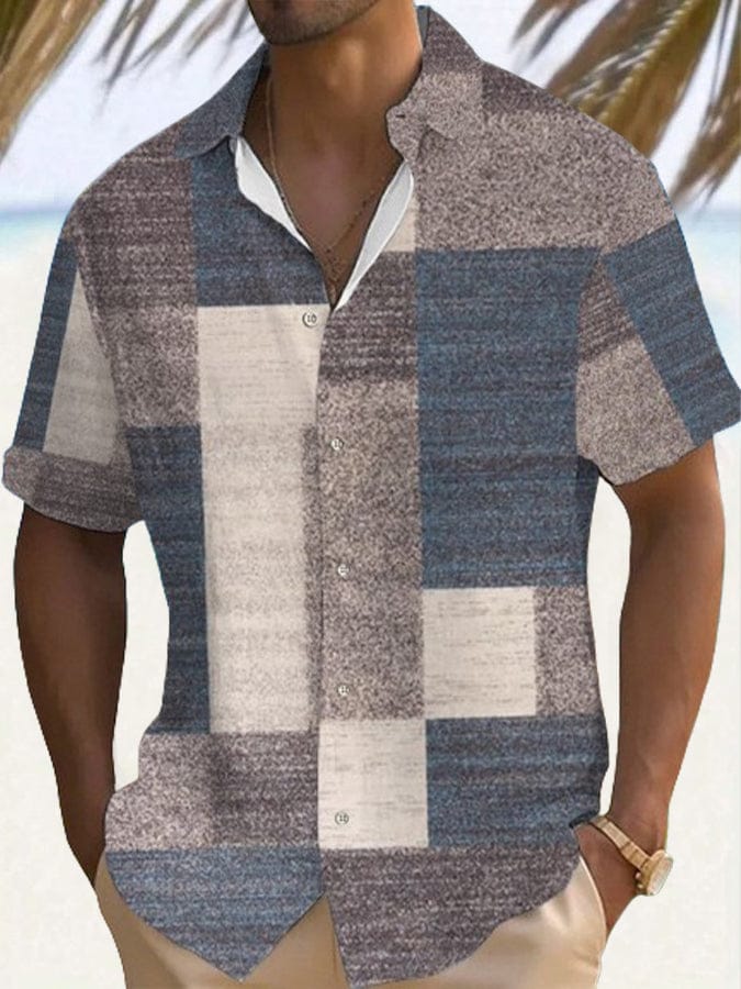 Marek | Kerge Patchwork Lühikeste Varrukatega Meeste Särk