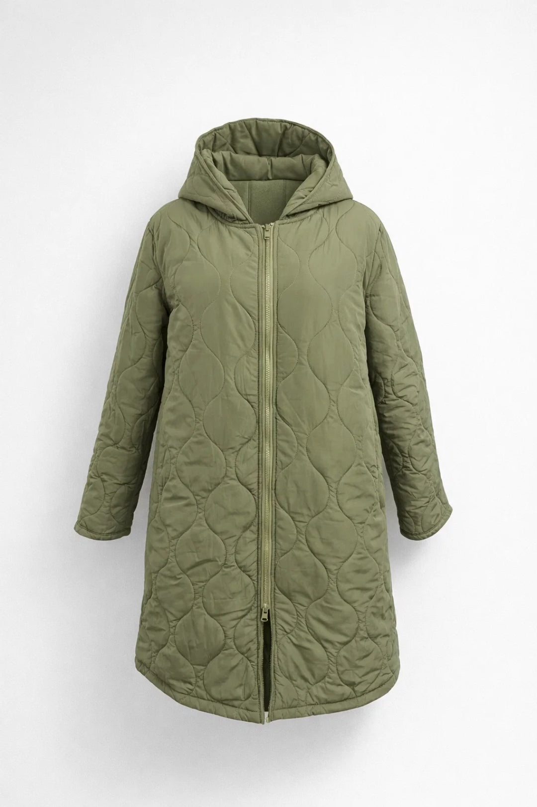 Women’s Quilted Coat with Hood – Comfortable Stylish Knee Length Autumn Outerwear