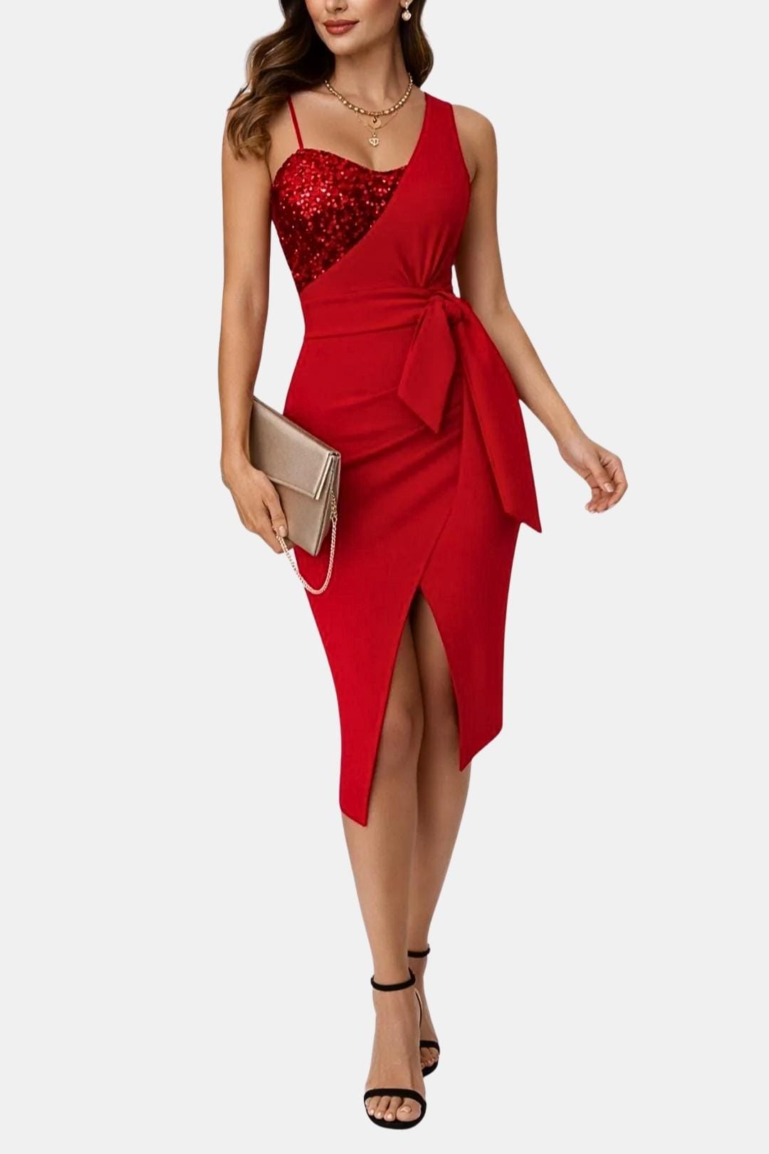 Jasmina - One-Shoulder Sequin Evening Dress