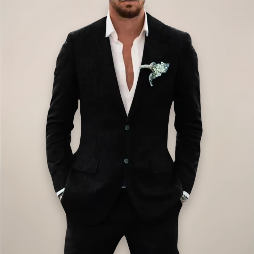 Jasper | Men’s Spring Suit Single-Breasted Notch Lapel Two-Button Pocket Square