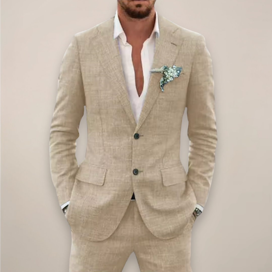 Jasper | Men’s Spring Suit Single-Breasted Notch Lapel Two-Button Pocket Square