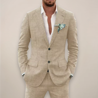 Jasper | Men’s Spring Suit Single-Breasted Notch Lapel Two-Button Pocket Square