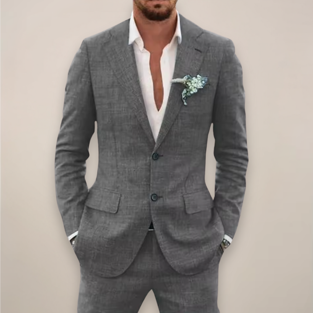 Jasper | Men’s Spring Suit Single-Breasted Notch Lapel Two-Button Pocket Square