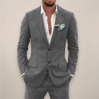 Jasper | Men’s Spring Suit Single-Breasted Notch Lapel Two-Button Pocket Square