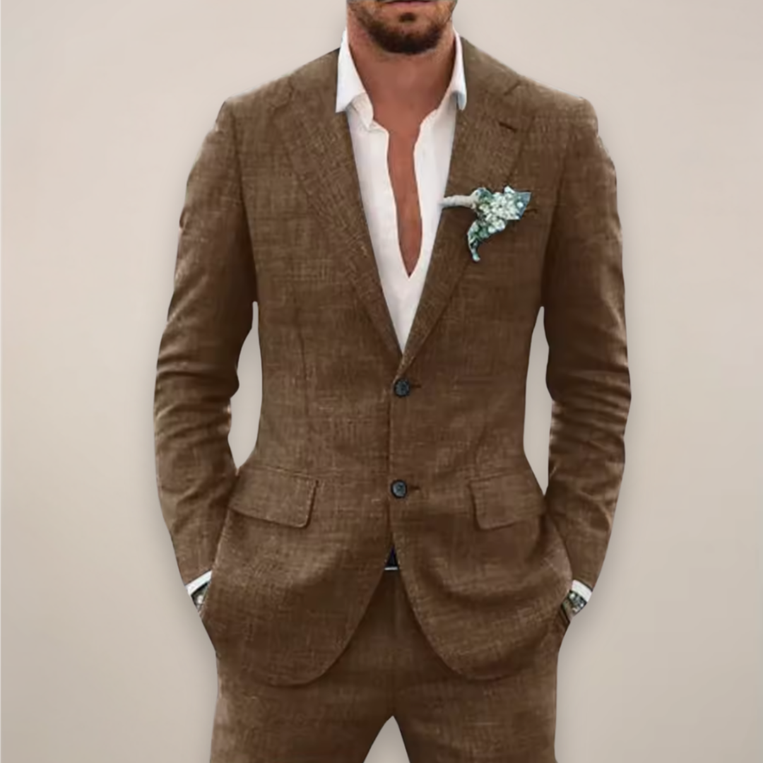 Jasper | Men’s Spring Suit Single-Breasted Notch Lapel Two-Button Pocket Square
