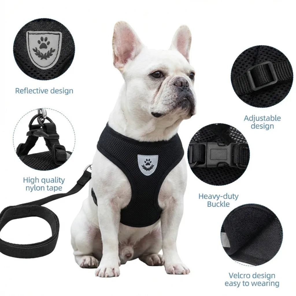 Collars & Leashes - Reflective Pet Harness & Leash Set