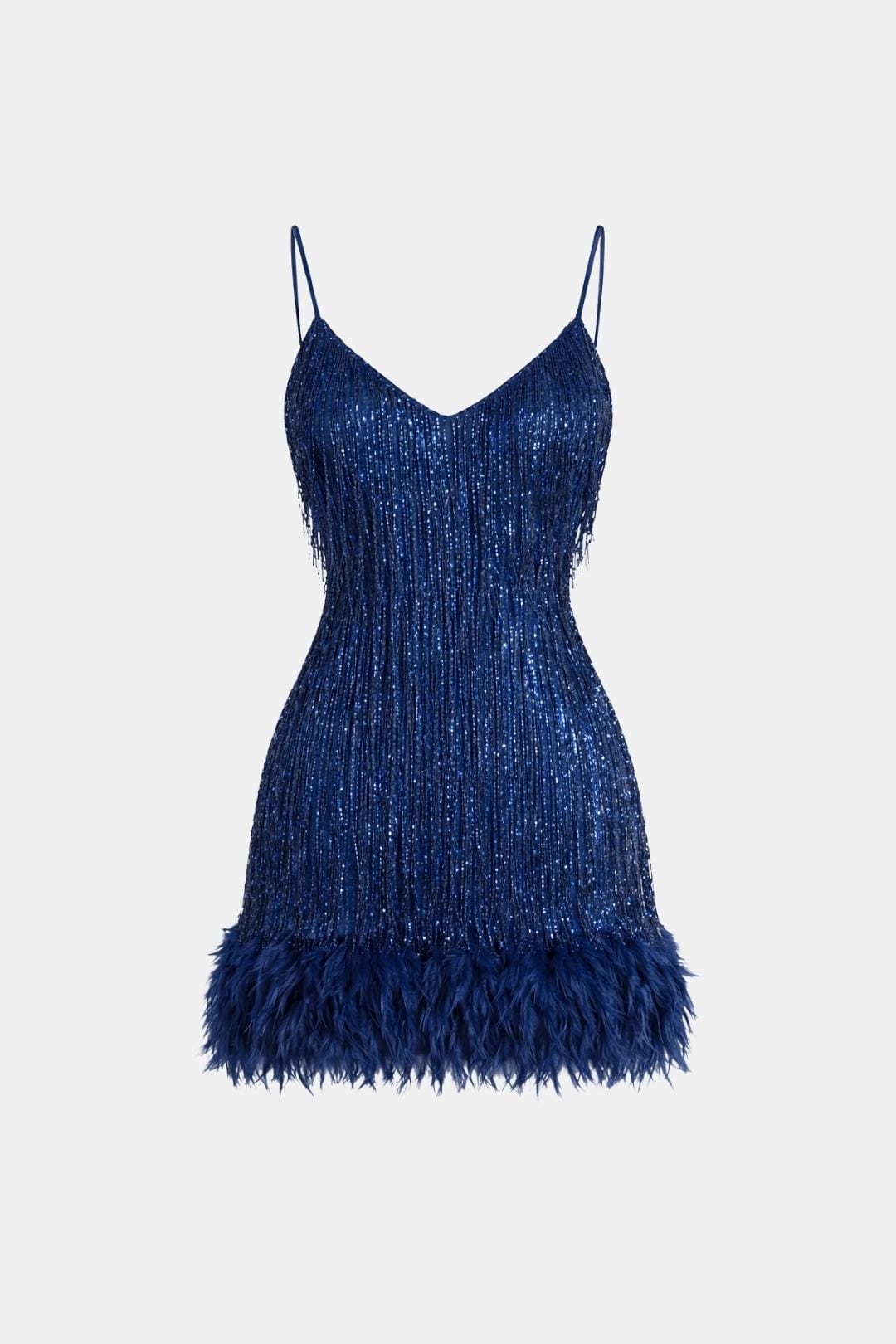 Jeena – Sequin Fringe Feather Party Dress