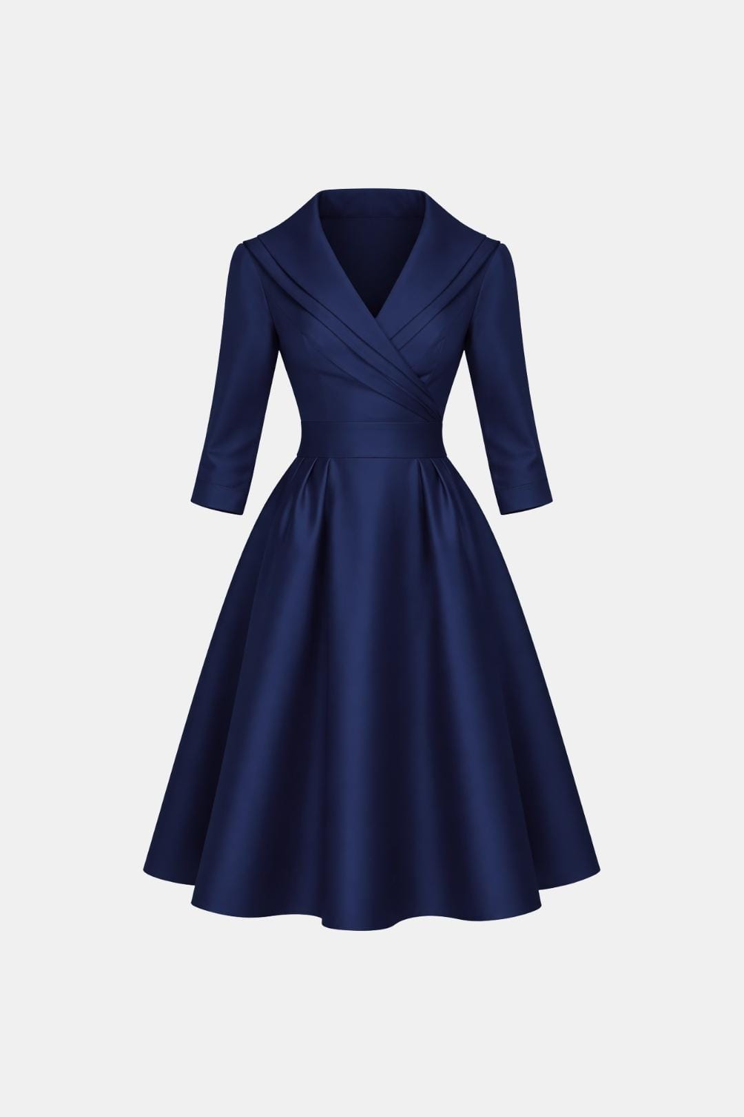 Jenica - Fitted Collar Style Midi Dress