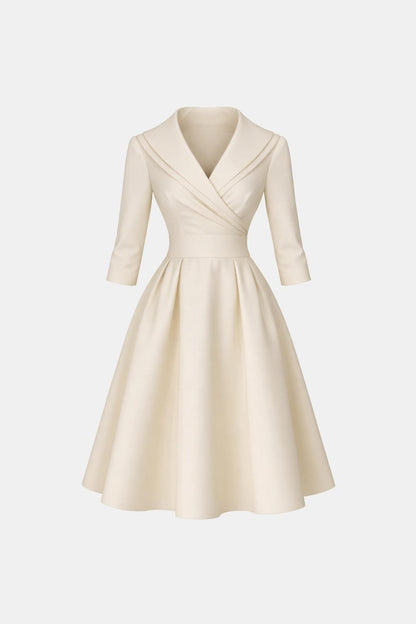 Jenica - Fitted Collar Style Midi Dress