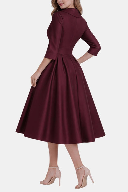 Jenica - Fitted Collar Style Midi Dress