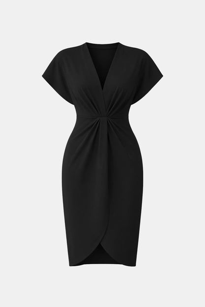 Jennie - Elegant Wrap Silhouette Midi Wrap Dress